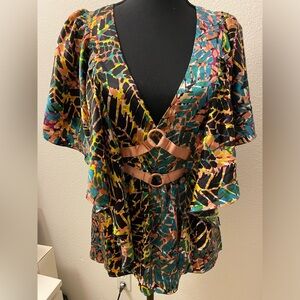 Vintage Marciano Ruffle Sleeve Silk Blouse - Size S